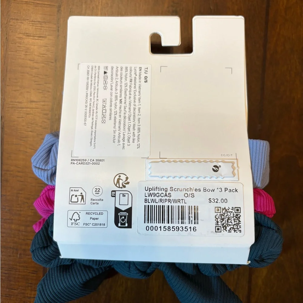 lululemon athletica Uplifting Bow Scrunchie Trio - Blue/Raspberry/Teal‎